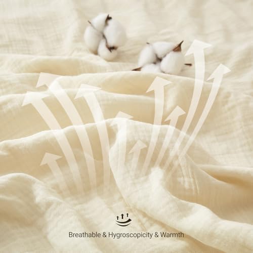 100% Muslin Cotton Cream Duvet Cover Twin Set Fluffy Solid Bedding