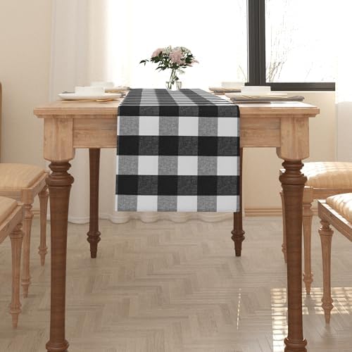 100% Cotton Black & White 2 Piece Fabric in 1 Buffalo Check Farmhouse