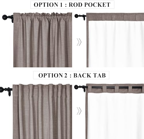 Fcosie Back Tab & Rod Pocket Linen Curtains 84 in Length Completely