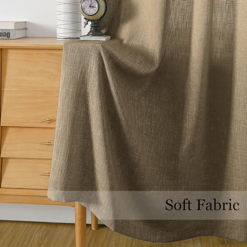 Burlap Linen Farmhouse Curtains 96 inch Length 2 Panels for Living