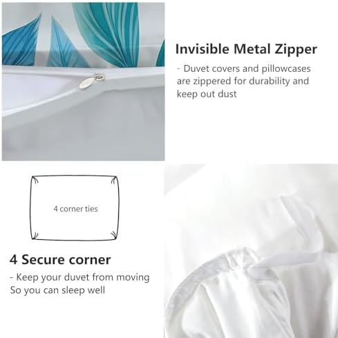 Grey Duvet Cover Set King Size, Kids Teens Watercolor Style Plant