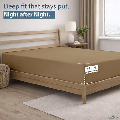 Rajlinen 100% Cotton Queen Sheets Set, Cooling & Breathable Bed