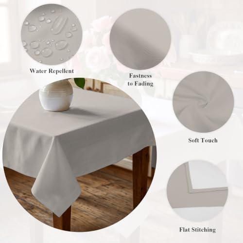 Light Grey Table Cloth Waterproof Tablecloths, Modern Farmhouse Solid