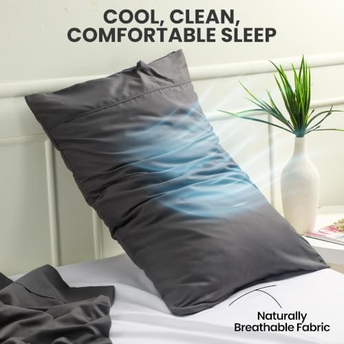 Pillow Covers Queen Size Set of 6, Soft and Comfy Pillow Cases, Grey