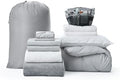 College Freshman Dorm Pack - Twin XL Bedding Bundle - Pin Tuck Glacier