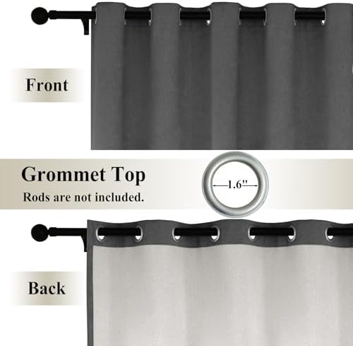 Frelement 10ft Long Blackout Curtains Chenille Curtains with Grommet