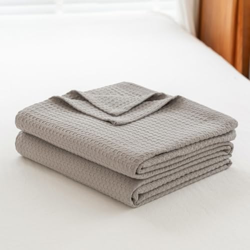 Cotton Waffle Weave Blanket 79x71 Inches Soft Lightweight Breathable
