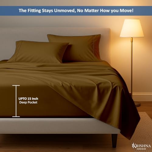 KRISHNA Premium 4 Piece Egyptian Cotton Full XL Sheet Set, Soft