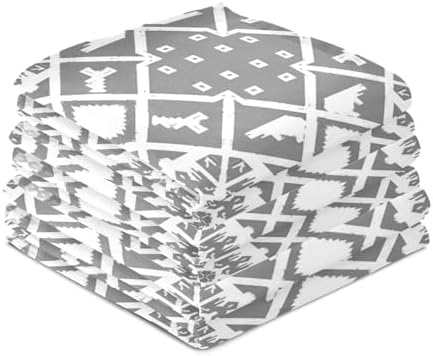 Kitchen Towels and Dishcloths Set, Gray Line Geometric 18 x 28 Inches