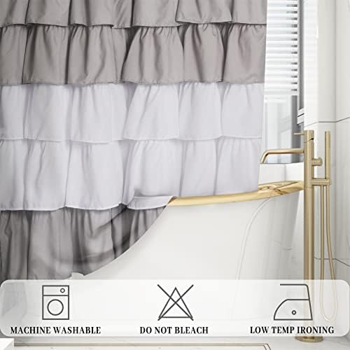 72" x 72" Elegant Ruffle Shower Curtain Modern Farmhouse Fabric Shower