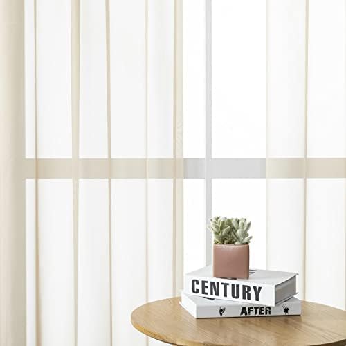 Curtains Semi Sheer Beige Solid Color Window Curtain for Bedroom, 52"