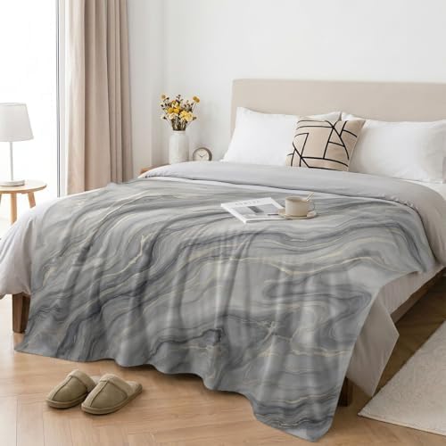 60"x80" Sherpa Fleece Modern Abstract Minimalist Throw Blanket Marble