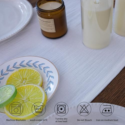 Simple&Opulence Linen Cotton Table Runner, Farmhouse Table Runner with