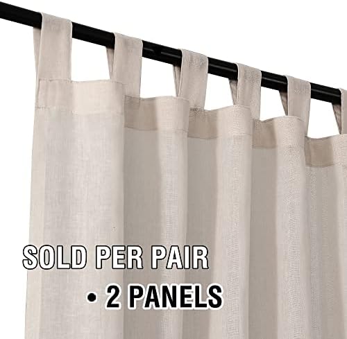 2 Pack Linen Elegant Curtains 84 Inches Long 7 Tab Top Breathable and