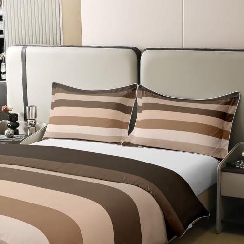 Feelyou Gradient Stripes Duvet Cover 100% Cotton Breathable Soft King