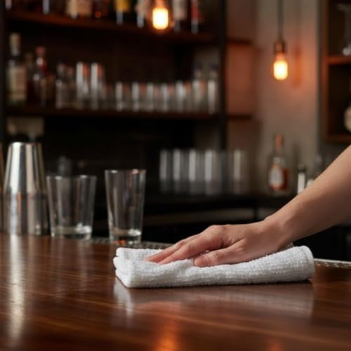 Soro Essentials- 16" x 19" Cotton Bar Towel White Color Set of 12- Bar