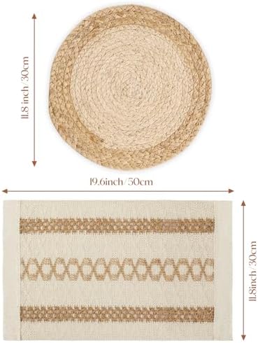 YANGQIHOME Boho Placemats Set of 4, Farmhouse Rustic Woven Placemats