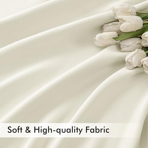 MIULEE Cream Back Tab Blackout Curtains 52x63 Inches Long 2 Panels Set
