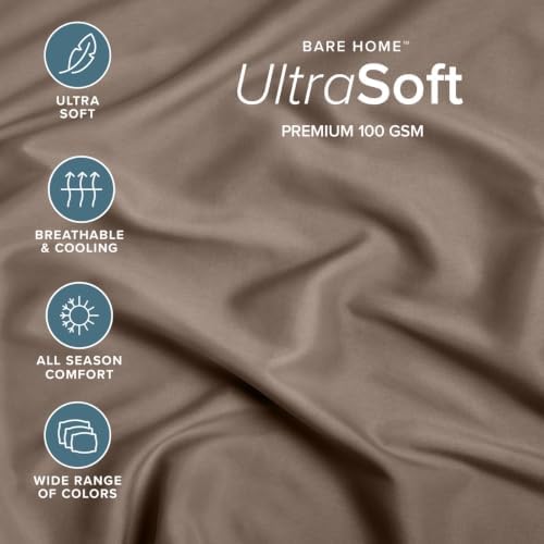 Bare Home 2-Pack Fitted Sheet 1800 Ultra-Soft (Twin XL, Taupe)