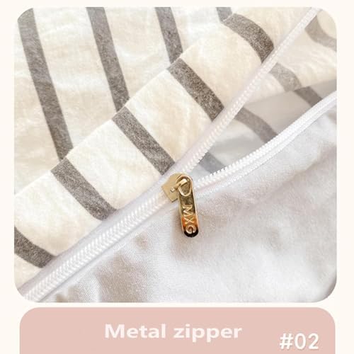 Washed Cotton Duvet Cover Set, Simple Striped Cotton Bedding 4 Pieces