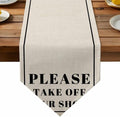 Beige Letter Table Runner Linen Burlap Table Runner 72 Inches Long