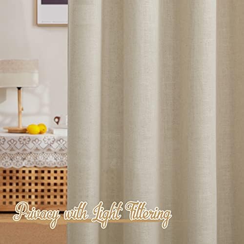 NICETOWN Light Filtering Linen Curtains 84 inch Long 2 Panels Set