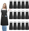 15-Pack Adult Aprons for Women Men, Adjustable Strap, 2 Pockets
