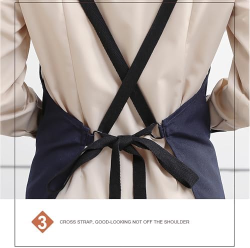 Kitchen Apron Cross Back Adjustable Cotton Canvas Bib Apron with