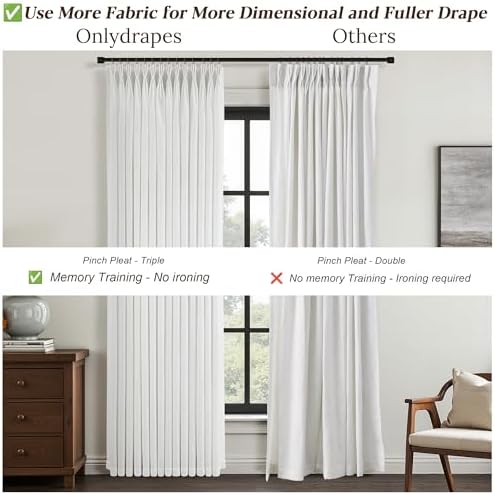 Beige White Thick Linen Semi Sheer Curtains 84 Inches Long for Living