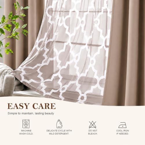4-Piece Mix and Match Curtain Set, Taupe, 35" W x 84" L Each