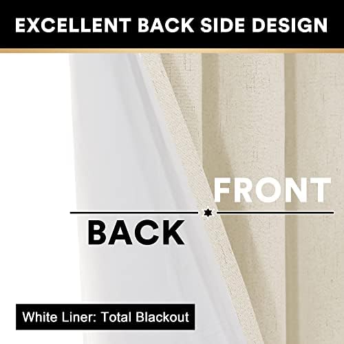 PrinceDeco 100% Blackout Linen Curtains for Bedroom Rich Textured