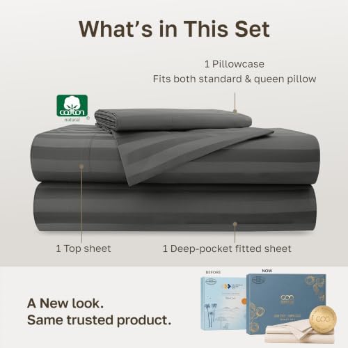 California Design Den 100% Cotton Sateen Twin Bed Sheet Set, 3 Pcs