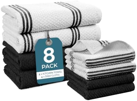 Casa Platino Kitchen Towel Set 8 Pc - 4 Dish Towels for Kitchen