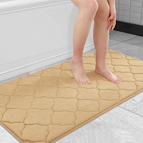 OLANLY Memory Foam Bath Rugs and Toilet Rug U-Shaped, Bath Rug Size