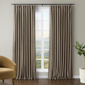 TWOPAGES Taupe Velvet Pinch Pleat Blackout Curtain,72Wx96L,1 Panel