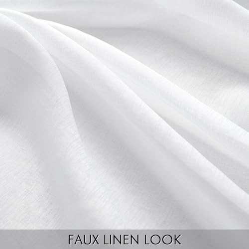 MIULEE Semi White Linen Textured Sheer Curtains 42W×84L Rod Pocket 2