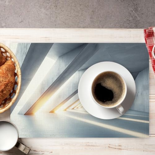 Place Mats for Table 8 | 30 x 45 cm, Gray Buildings Cotton Linen Table