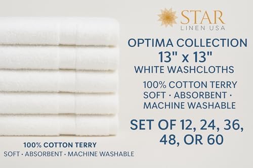 Optima Collection Platinum Level 13 Inch x 13 Inch Cotton White