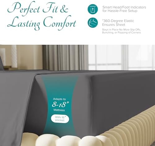 Carressa Linen 800 Series Egyptian Cotton King Size Sheets, Dark Grey