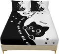 AILONEN Monochrome Feline Pair Fitted Sheet Set Twin XL, Fishbone