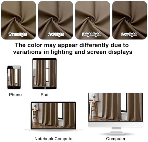 Gwine Brown Blackout Curtains 72 Inches Long 2 Panels for Living Room
