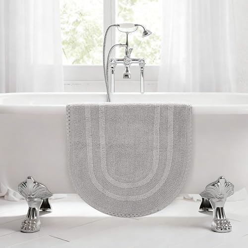 Laura Ashley Camilla 100% Cotton Oval Bath Mat with Crochet Border