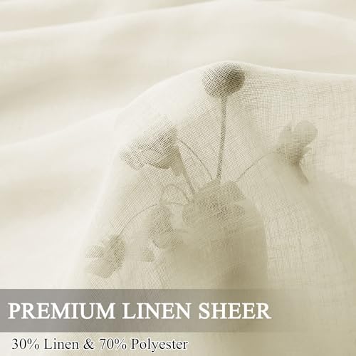 Fcosie Grommet Top Linen Textured Sheer Drape 84 Inches Long for