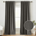 StangH Grey 100% Blackout Curtains 84 Inch Faux Linen Drapes, 2 Panels
