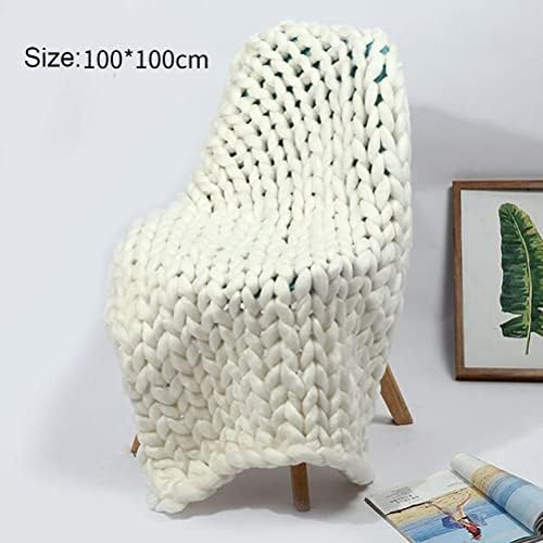 Chunky Knit Throw Blanket Handmade Soft Warm 50 x 50cm