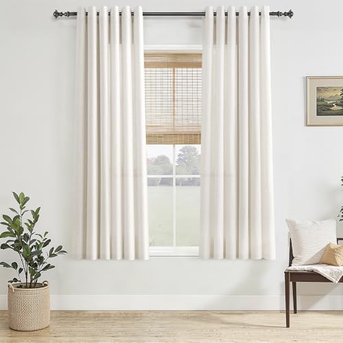 Jowels Natural Linen Grommet Curtains 63 Inch Long 2 Panels for Living