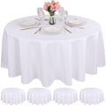 Kesfey 4 Packs White Round Table Cloths 90 Inch White Polyester Circle