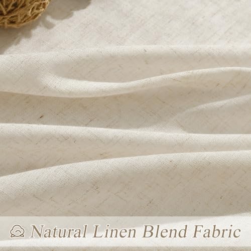 Nanspring Extra Long Linen Curtains 120 Inches Length Back Tab Birch