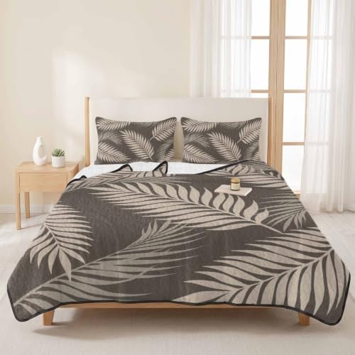 Rustic Palm Leaves King Size Down Alternative Comforter,Lightweight