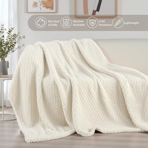 Exclusivo Mezcla Soft Fleece King Size Blanket for Bed, Ivory
